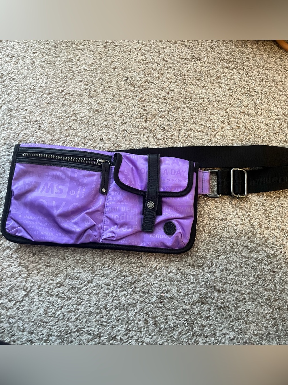 Purple Women’s Waist Bag with Black Strap and Utility Pockets Lululemon